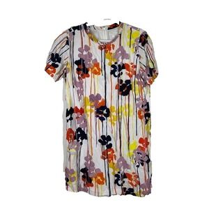 COS Womens Abstract Artsy Retro Linen Blend Shift Dress Casual Career Size S/M